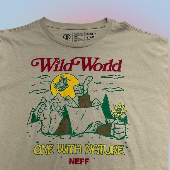 NEFF Men’s 2XL Tan Long Sleeve Tan WILD WORLD NATURE Shirt - Picture 1 of 2